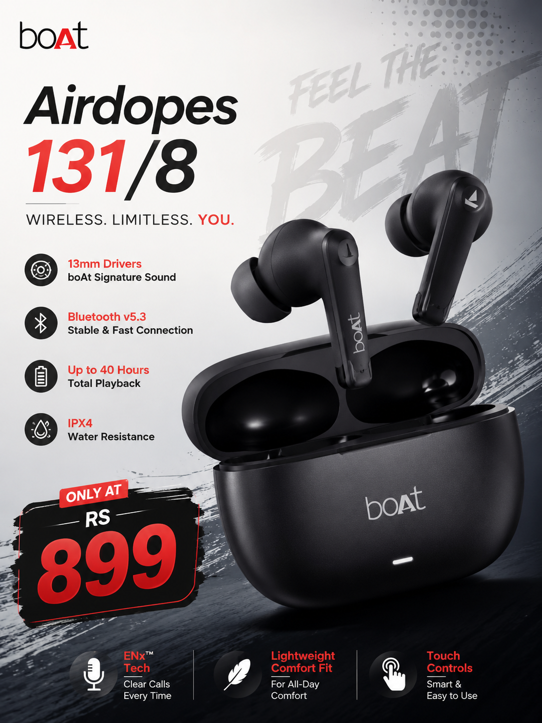 Boat Airdopes 131/8 at Just ₹899 – Best Budget TWS Deal Today!